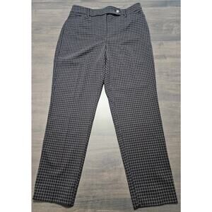 White House Black Market WHBM Black Checkered Dress Pants Sz 8 The Tapered Ankle